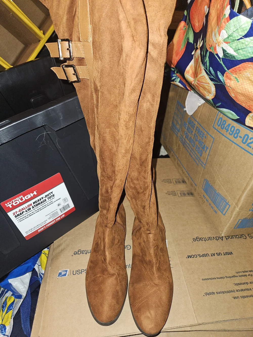 Tall Women's Suede Buckle Riding Boots - Brown